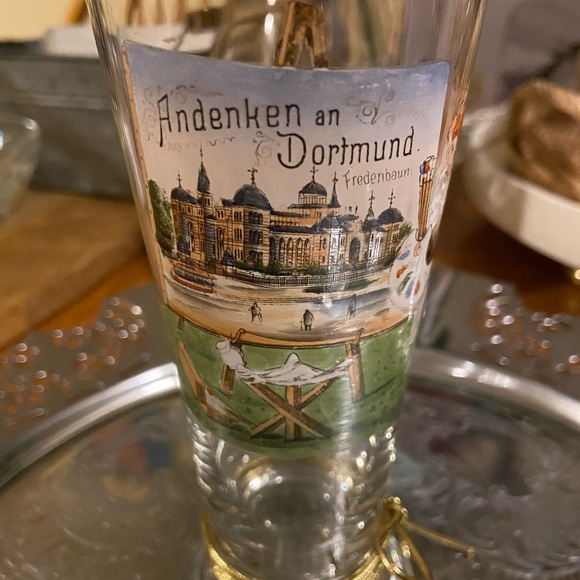 Hand Painted Vintage German Beer Drinking Glass - Picture 5 of 9